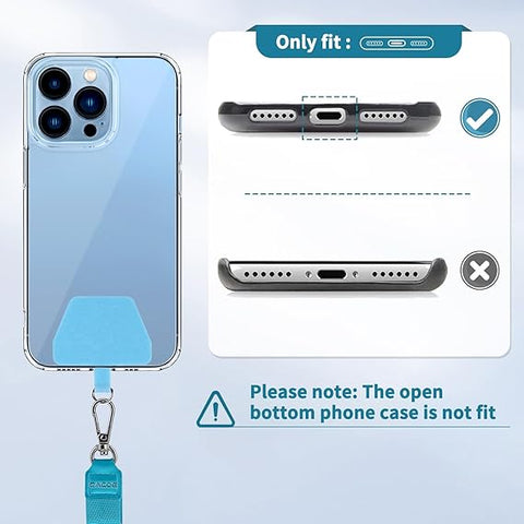 CACOE Universal Mobile Phone Chain - Adjustable Neck Strap for Smartphones Black+light Blue