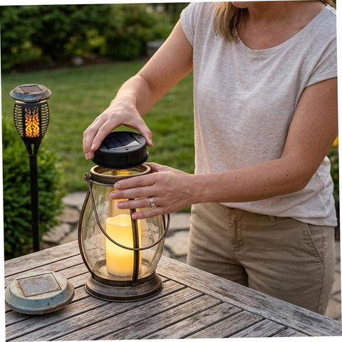 Warm White Solar Light Replacement Tops 6 Pack – Outdoor Solar Lights with Easy On/Off Switch for Lanterns DIY Replacement, 2.2in