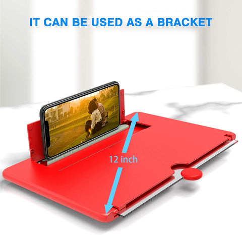 12" Foldable Phone Screen Magnifier – Red