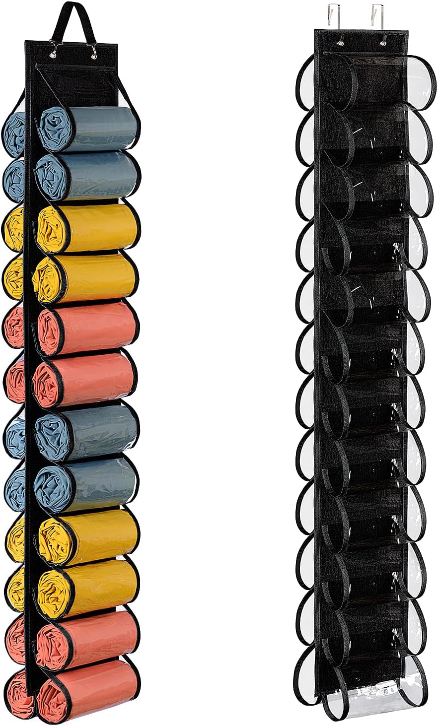 Lirex 24-Pocket Hanging Leggings Organiser – Black Oxford Cloth Closet Storage for Jeans, Shirts and Accessories