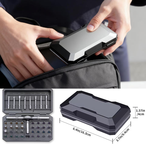 Precision Magnetic Ratchet Screwdriver Set 42 In 1 Portable Ratcheting Screwdriver Kit With 40 Bits Chrome Vanadium Steel DIY Repair Tool Grey