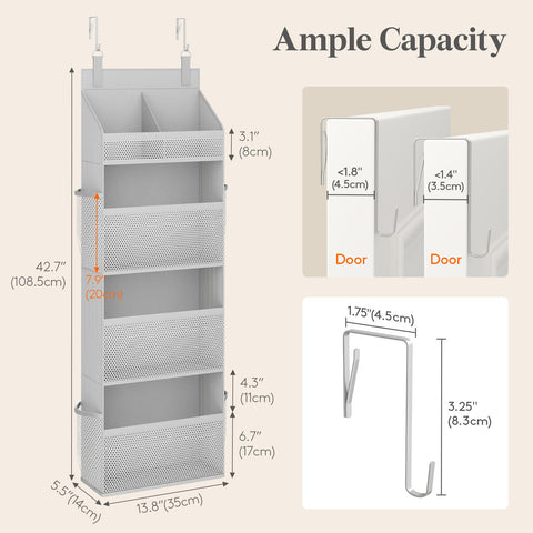 Lifewit 4-Tier Over Door Diaper Organiser, Beige – Space-Saving Hanging Nursery Storage with Mesh Windows