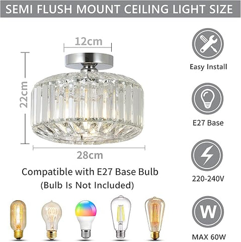 Modern Crystal Ceiling Light - K9 Crystal Chandelier with Gold Metal Frame