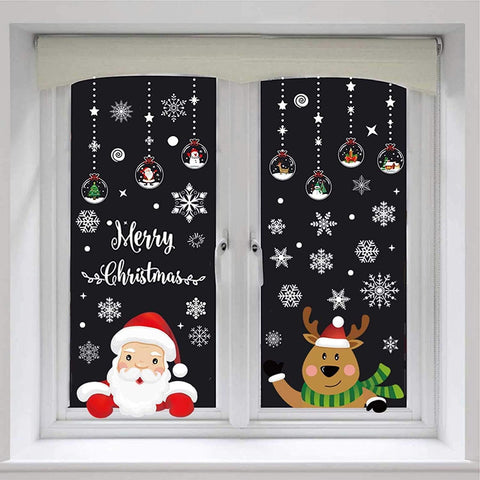 48-Piece Silver Glitter Snowflake Window Clings – Reusable Static PVC Stickers for Christmas Window Decoration & Winter Display