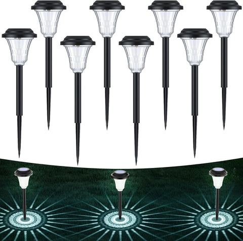 Solar Lights Outdoor Garden, 8 Pack LED Garden Lights Solar Powered Waterproof, Auto On/Off Pathway Lighting for Patio, Lawn, Yard, Landscape, Walkway, Path, Garden Decor(Cool White)