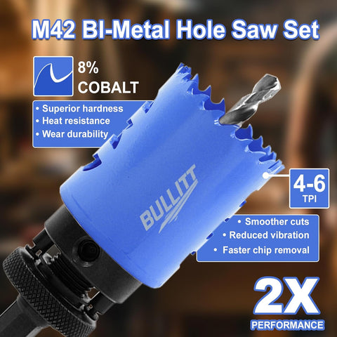 6pcs bi-metal electricians hole saw set 22–64mm m42 cobalt cutting kit with arbors & hex wrench – wood metal plastic cutting depth 48mm