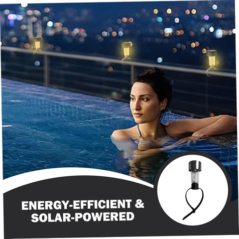 Pathway Lighting, 12 Pack Solar Lights for Chain Link Fence, Waterproof Chain Link Fence Lights Solar Powered with Adjustable Straps for Above Ground Pools, Garden, Patio (Black)
