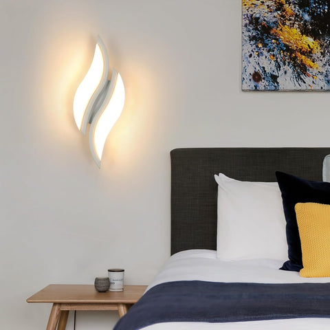 LED Wall Light - Modern Leaf Design 12W Warm White Acrylic Sconce for Bedroom Living Room