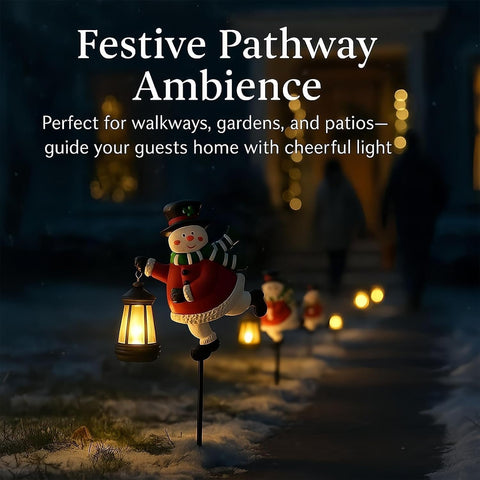 Christmas Display Stake Light Waterproof LED Solar Snowman Lantern