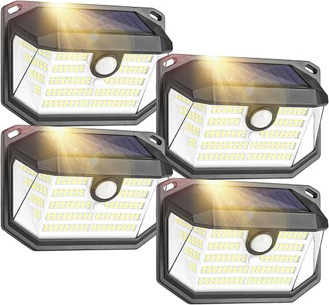Solar light illuminating front porch walkway

