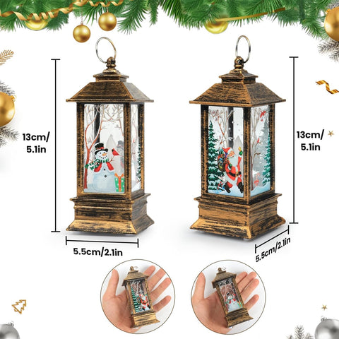 Lifreer 3PCS Christmas Lanterns – Vintage LED Candle Lights with Santa, Snowman & Elk Designs
