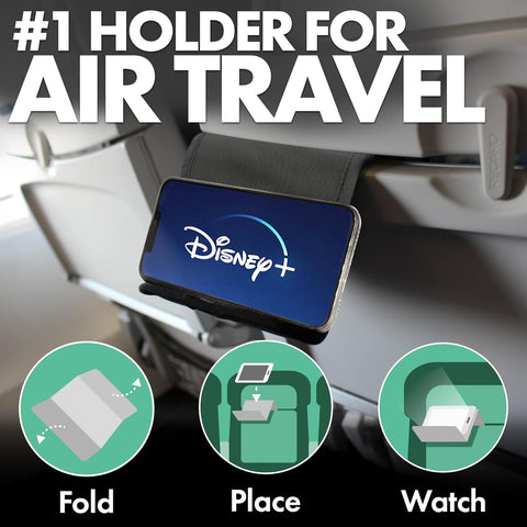 Folden Cordura Airplane Phone Holder – Flexible Travel Phone Stand Black