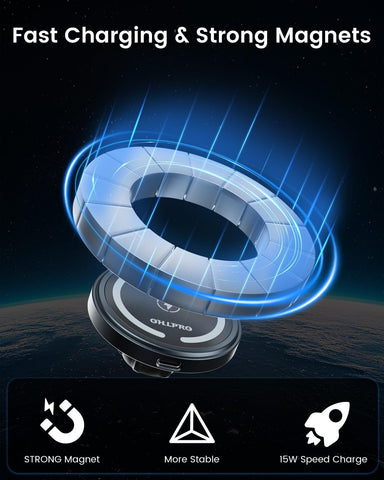 OHLPRO MagSafe Car Mount Charger for iPhone 16 15 14 13 Pro Max – Black