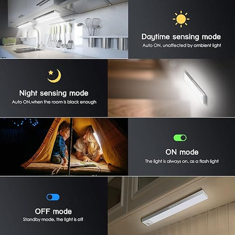 2 pack LED Under Cabinet Lights - 36 LED Motion Sensor Wireless USB Rechargeable 1000mAh Night Light