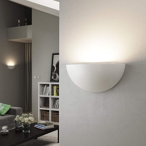 Decorative Plaster Wall Light - Paintable E27 LED Uplight with Warm White Bulb Included