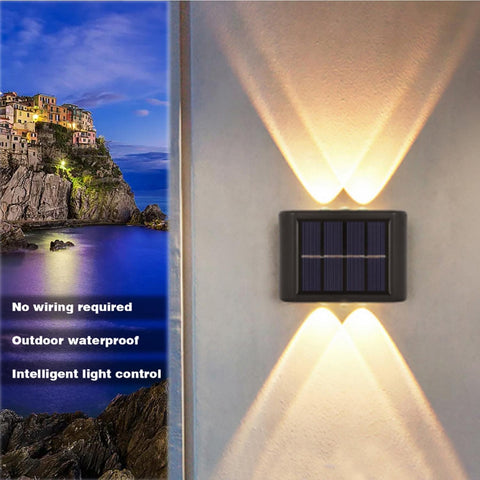 6 Pack Solar Wall Lights Outdoor – Waterproof LED Fence Lights, Up & Down Warm White Lamps for Garden, Yard & Pathway
