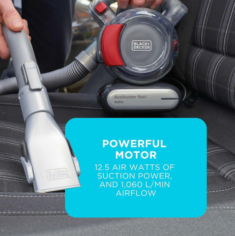 BLACK+DECKER Bagless Car Vacuum Cleaner 12V Dustbuster with Flexi Hose