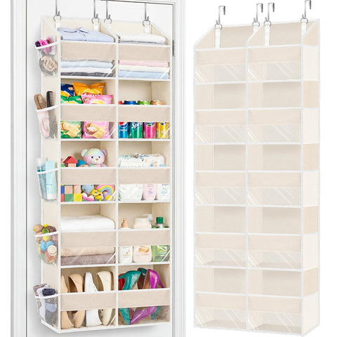 Ofiray-Home Over The Door Storage Organiser – 5-Tier, 10 Compartments, Pink Hanging Storage with 10 Side Pockets