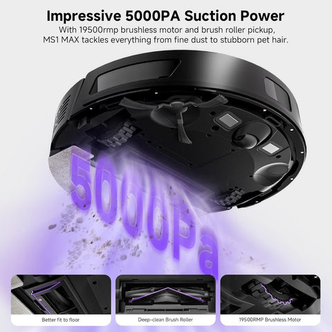 MS1MAX Robot Vacuum with Mop 5000Pa Suction