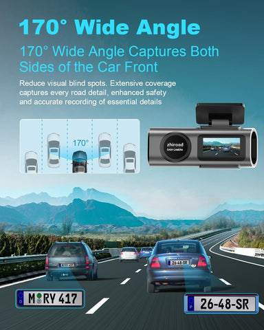 4K UHD Front Dash Cam with WiFi, 64GB SD Card & Night Vision