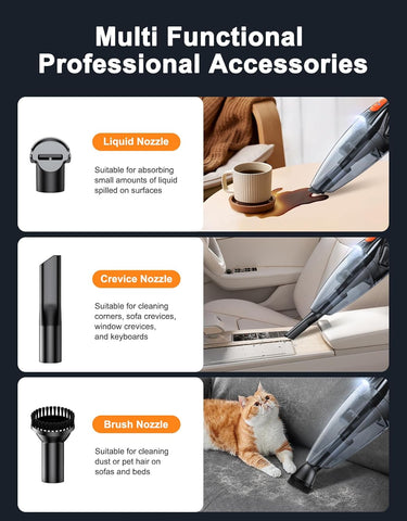 Handheld Vacuum Cleaner Black – 9KPA Cordless Car & Home Dust Buster