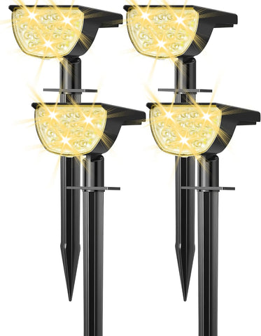 GKGG Solar Lights Outdoor Waterproof IP65, 76 LED 3 Lighting Modes Solar Spot Lights Yard Garden Landscape Pathway Outdoor Lights (Warm White, 4 Pack)