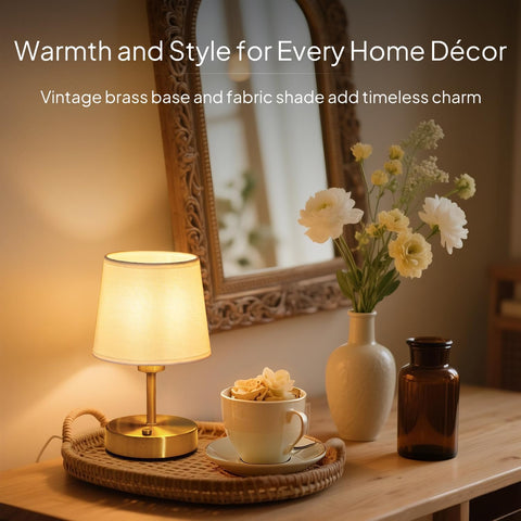 EppieBasic Rechargeable Cordless Table Lamp – 2700K Dimmable LED Light with 4000mAh Battery, Vintage Gold Finish for Bedroom, Living Room & Home Décor