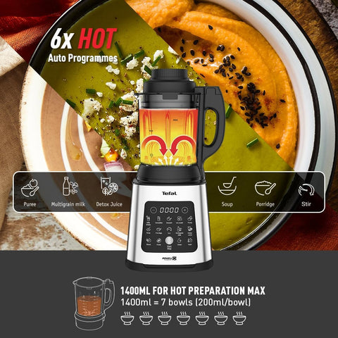 Blender & Soup Maker 2L – Perfectmix Cook with 10 Auto Programs, Smoothie Maker, Glass Jug, Removable Blades, Cleaning Brush