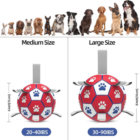 HETOO Dog Soccer Ball Interactive Toy for Small & Medium Dogs Red White 8 inch