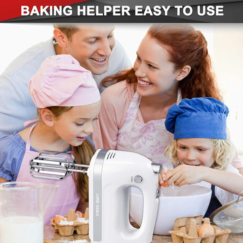 400W Hand Mixer Electric Whisk – 5 Speeds, Turbo Boost & Eject Button, 5 Accessories for Baking Cake, Egg & Cream
