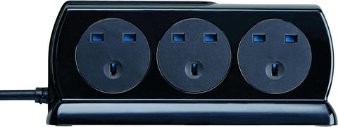 Masterplug Six Socket Switched Inline Power Surge Protected Extension Lead with Two USB Charging Ports, 2 Metres, Gloss Black