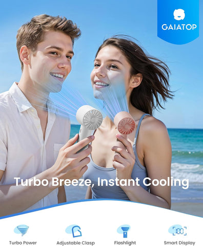 Turbo Handheld Fan with LED Torch & Clip Base