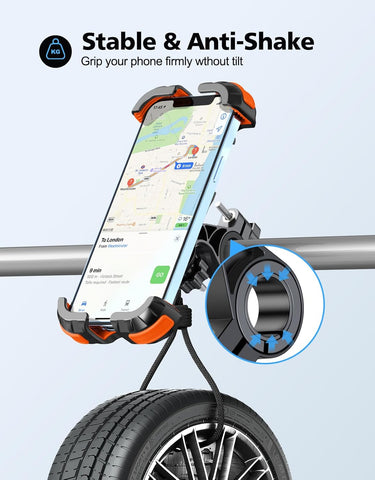 Glangeh Bike Phone Holder, [Secure Lock] 8S Quick Install Anti-fall Motorbike Phone Holder, 360° Rotating Bike Phone Mount