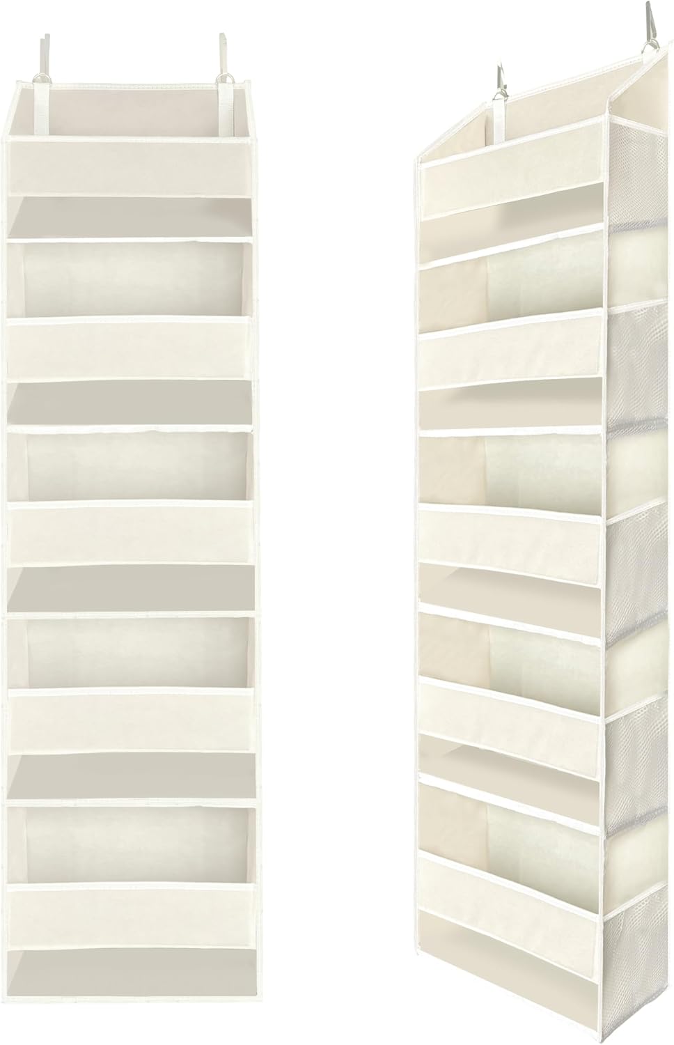 Hhverse Over Door Organiser Storage, Beige – 5 Front Pockets & 10 Mesh Side Pockets, Large-Capacity Hanging Storage