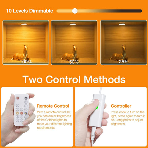 Dimmable LED Under Cabinet Kitchen Lights with Remote Control 4 Pack
