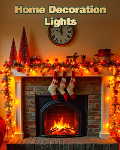 Festive Lights 5m Red Orange Yellow Battery Christmas Fairy Lights – 50 LED Waterproof String Lights with 6-Hour Timer for Christmas Trees, Wreaths, Gardens & Home Decorations