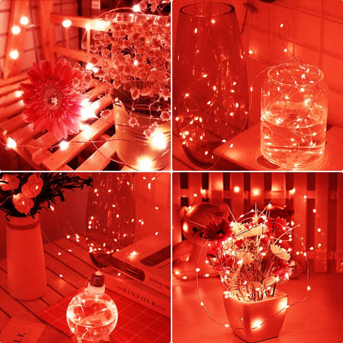 Red Fairy String Lights 5m with 50 LEDs – Battery Operated Waterproof Micro Lights for Decor