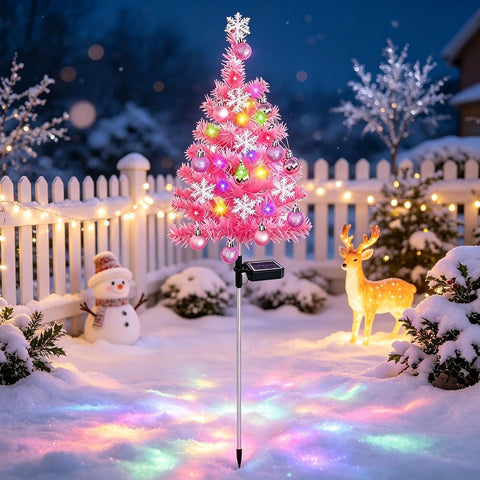Illuminated Pine Stake, Solar Powered Holiday Tree, Light with Dusk to Dawn