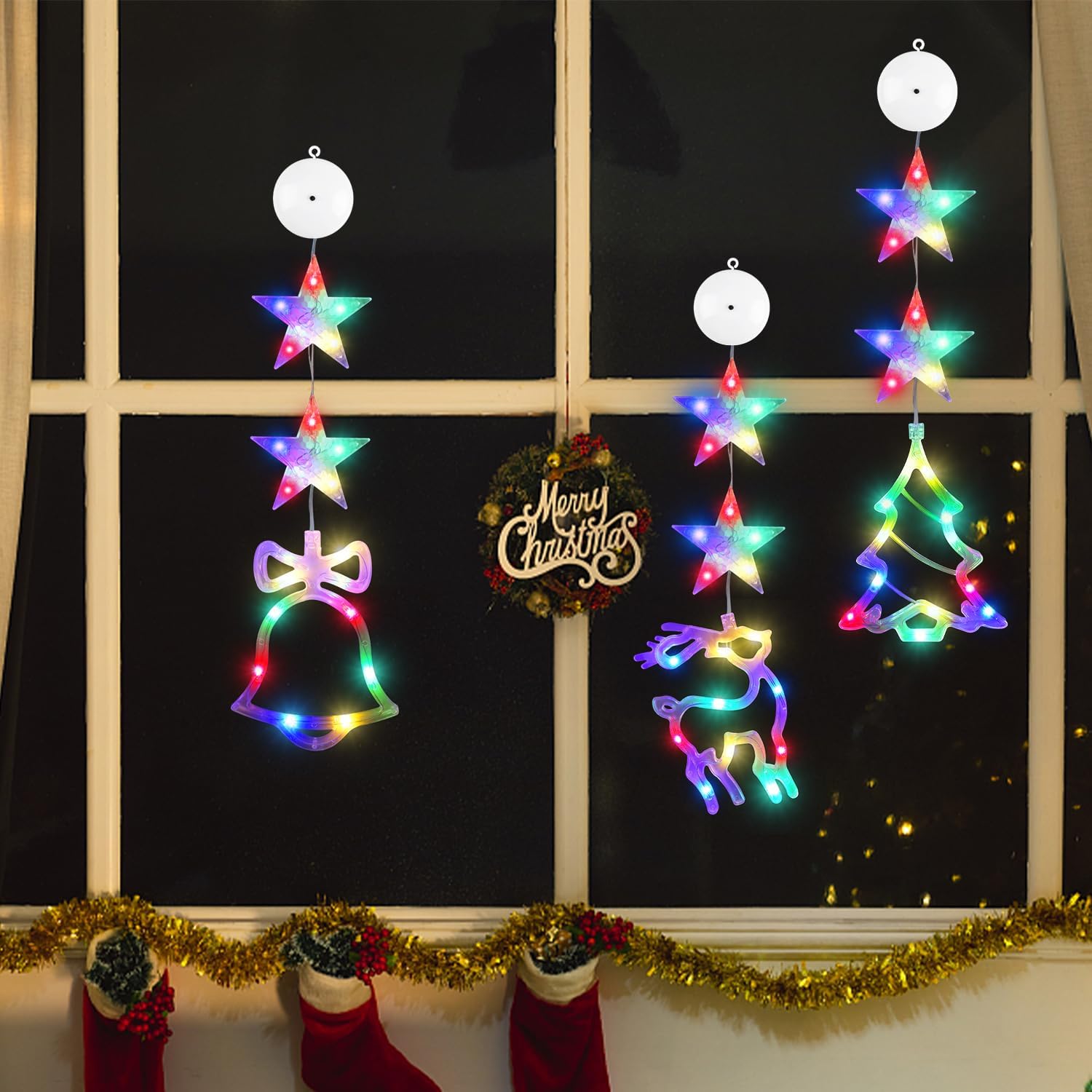 Colorful LED hanging lights for window decoration