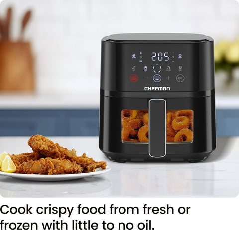 Air Fryer 3.75L – Compact Hi-Fry Technology for Crisp Results, Easy-View Window, 4 Presets, Touch Controls – Black