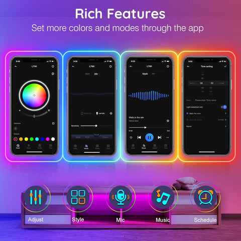 rgb music sync neon strip lights