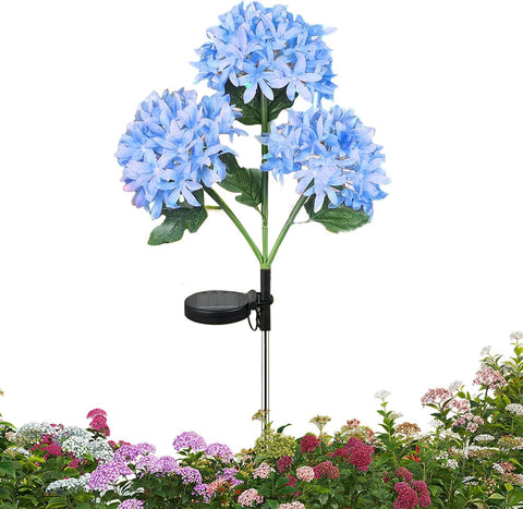 Fairy Hydrangea Lights - Artificial Light Up Hydrangea Flower with 2 Lighting Modes - Outdoor Solar Garden Lights, Yard Art, Blooming Flower Garden Decor for Patio Lawn Pathway