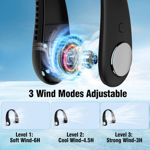 Bladeless Neck Fan 360° Rechargeable Hands-Free Cooling