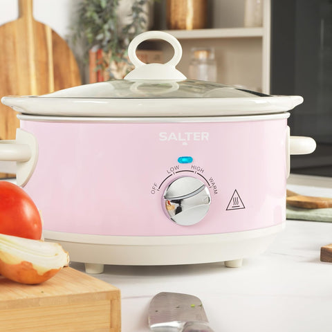 Salter Retro Pink 3.5L Slow Cooker – Electric Ceramic Pot 200W