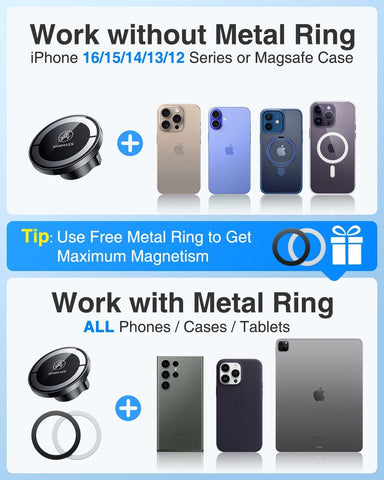 VANMASS Magnetic Car Phone Holder – 2025 Upgraded MagSafe Mount with Strong Suction for Dashboard, Windscreen, and Vent