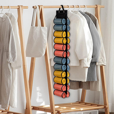 Lirex 24-Pocket Hanging Leggings Organiser – Black Oxford Cloth Closet Storage for Jeans, Shirts and Accessories