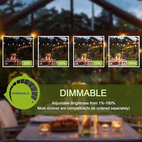 45.7M string lights draped across a terrace for a festive look.

