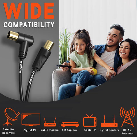 5m TV Aerial Cable with Right Angle Plug + Adapter