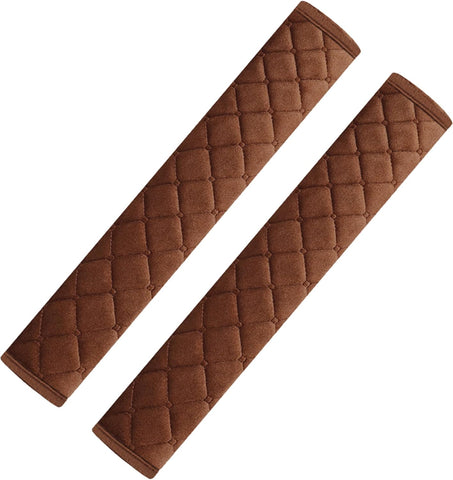 Extra Long Soft Seatbelt Covers 27cm Brown – 2pcs Set