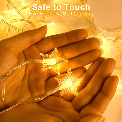 BOLWEO Star Fairy Lights 3M 20 LED String Lights Warm White Battery Operated